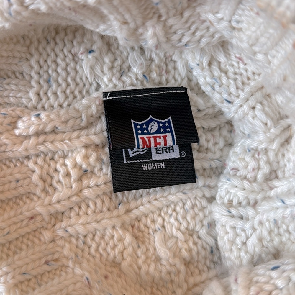 Denver Broncos Cream Knit Beanie with Pom Pom - Picture 6 of 8